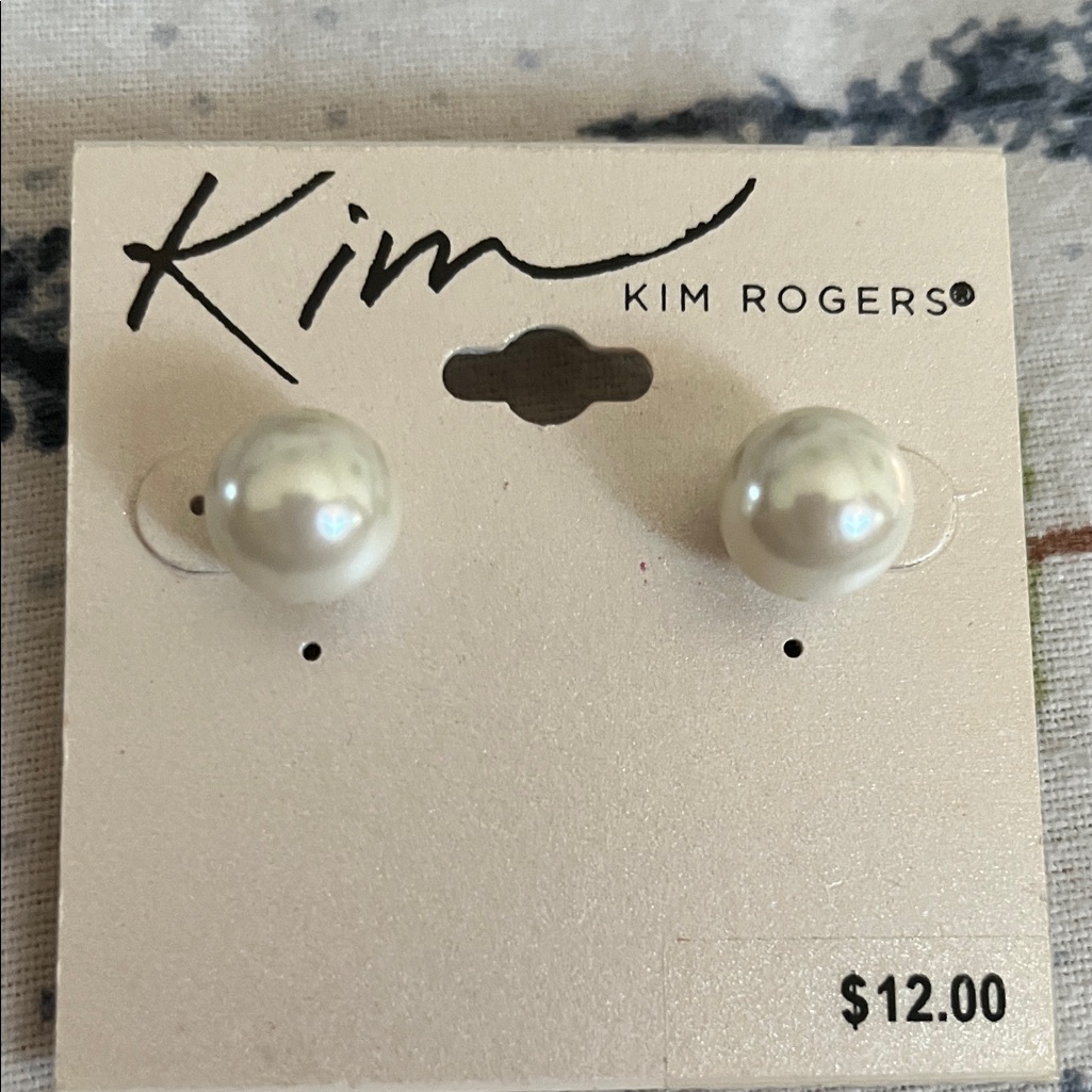 Kim Rogers Pearlescent Round Stud Earrings - Cream White 10$